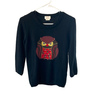 Kate Spade Rare Cashmere Black Owl Sweater Woman’s M